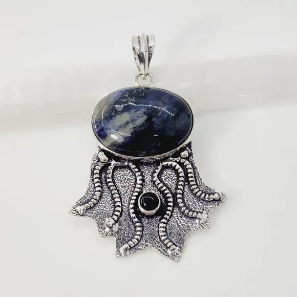 Sodalite Black Onyx Ethnic Handmade Pendant Jewelry 2.4 - Picture 3 of 7